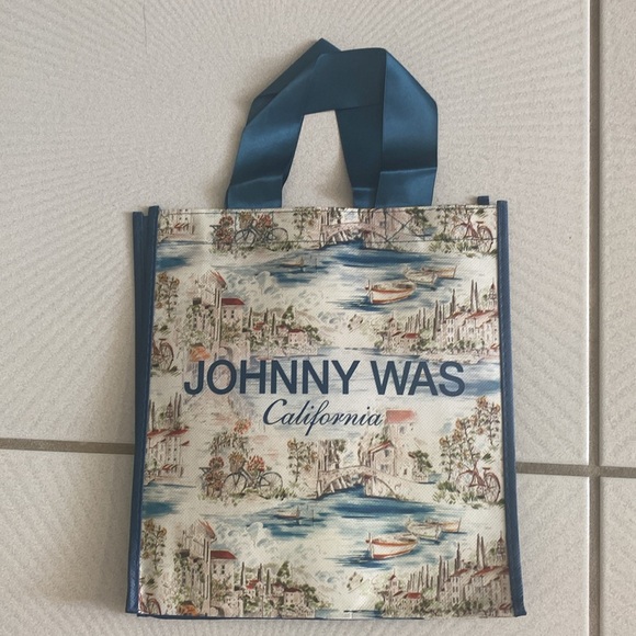 NWT Johnny Was small shopper tote bag. Canal row boat themed - Picture 2 of 5